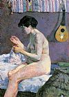 Paul Gauguin Famous Paintings - Study of a Nude Suzanne Sewing